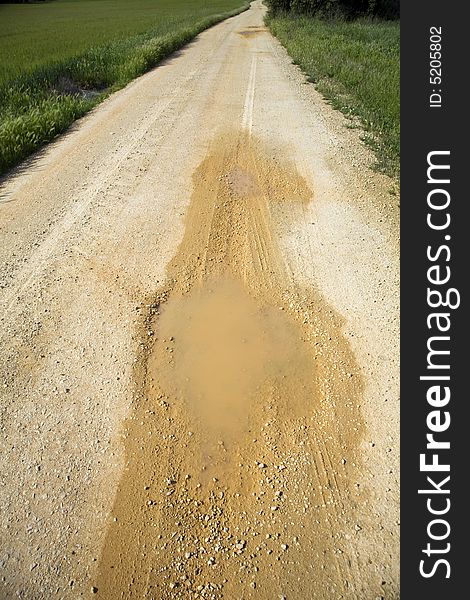 Puddle in the track