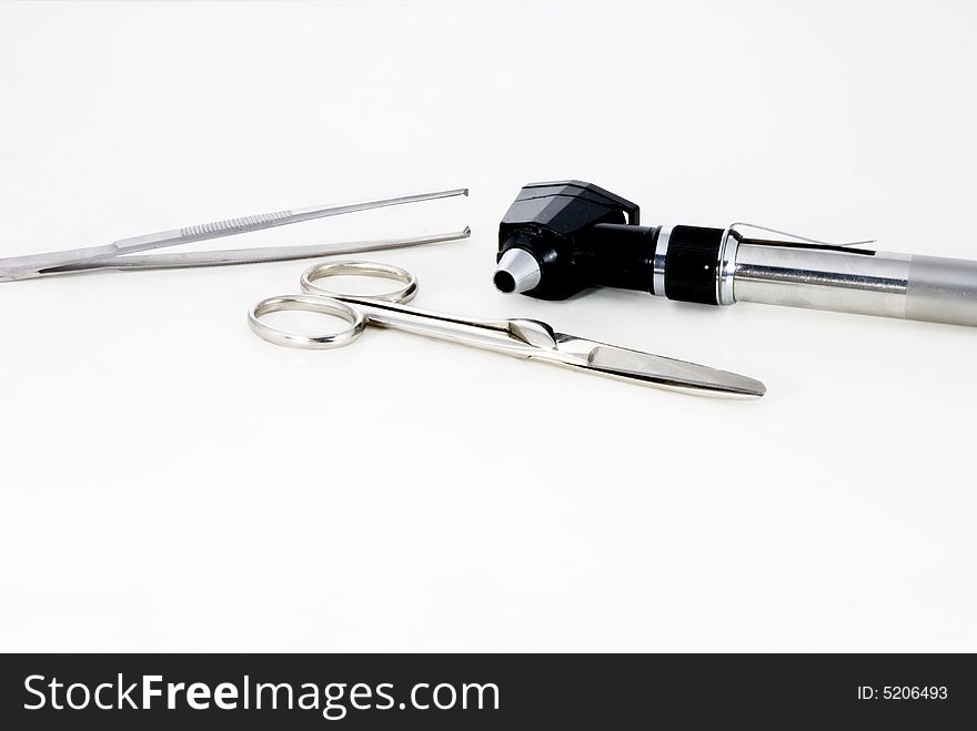 Surgical equipment on a white background. Surgical equipment on a white background.