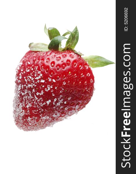 Strawberry with sugar isolated over white background. Strawberry with sugar isolated over white background