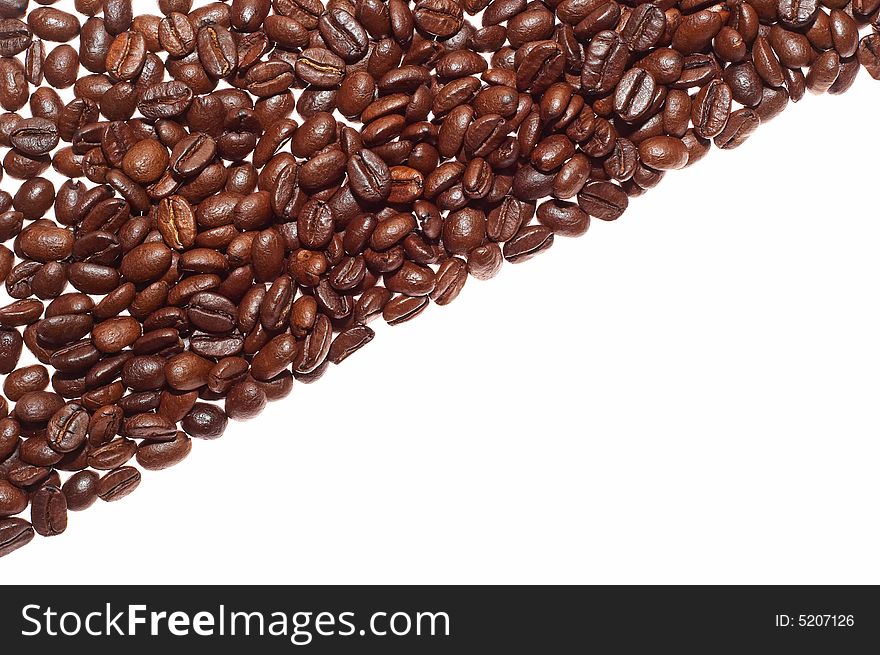 Half coffee over white background