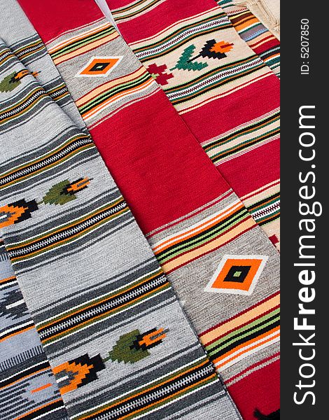 Multicolour handmade carpets on ethnic market. Multicolour handmade carpets on ethnic market.