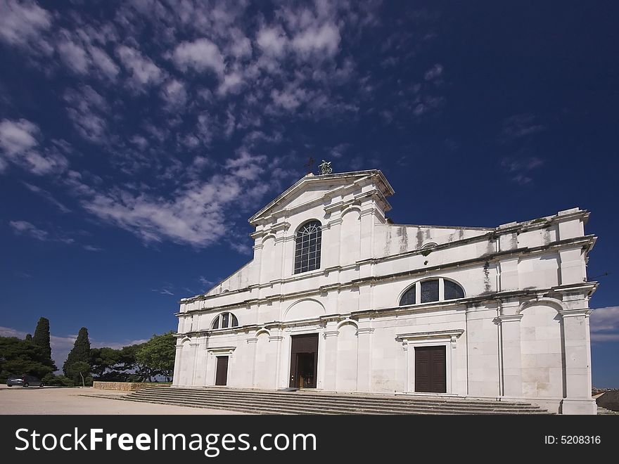 Catholic church at the top of the hill in Rovinj, Croatia