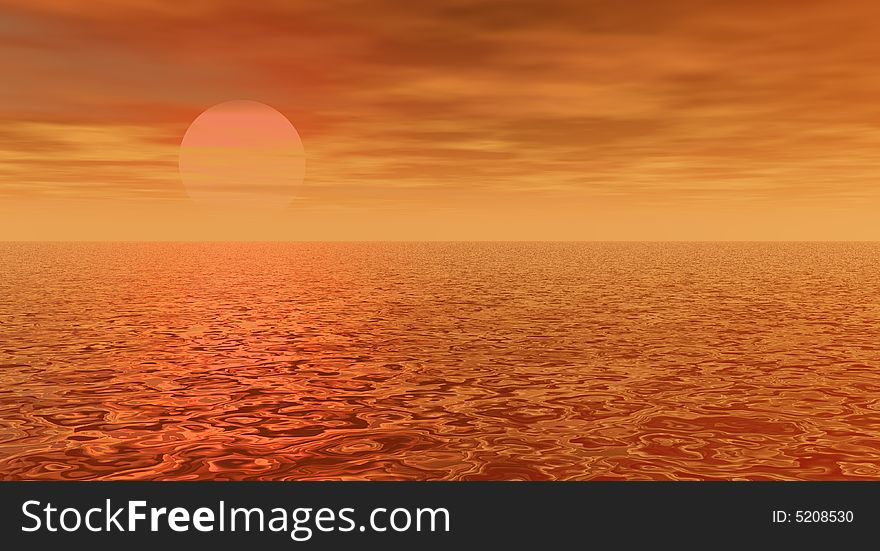 Beautiful sun and sky 3d render