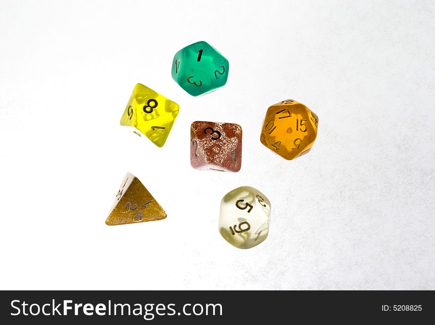 Role play game dices in trasparency. Role play game dices in trasparency