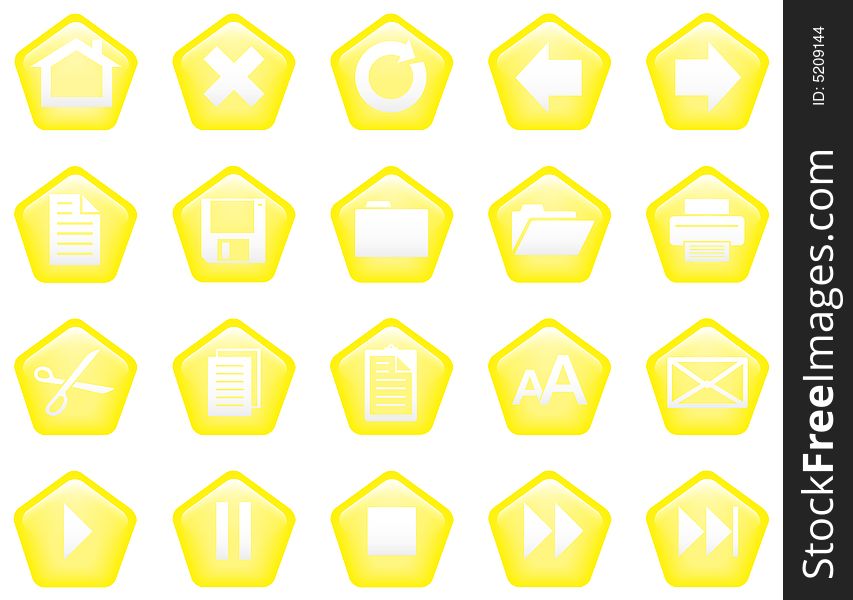 Pentagon Shaped Glassy Buttons Yellow