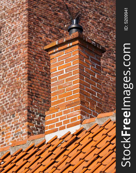 Urban abstract of a brick chimney