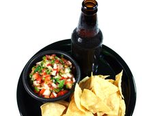 Ice Cold Beer And Salsa Royalty Free Stock Images Ice Cold Beer And Salsa Royalty Free Stock Images