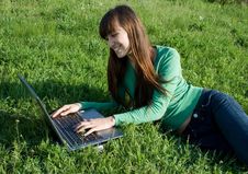 Girl With Laptop Stock Images Girl With Laptop Stock Images
