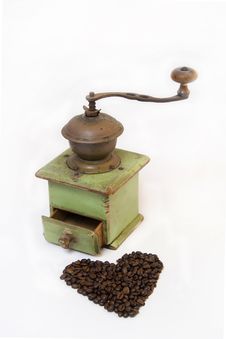 Old Coffee Grinder With Coffee Beans Royalty Free Stock Images Old Coffee Grinder With Coffee Beans Royalty Free Stock Images
