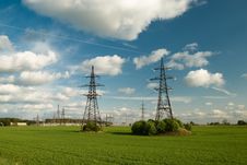 Powerlines Under Clowdy Sky Stock Photography Powerlines Under Clowdy Sky Stock Photography