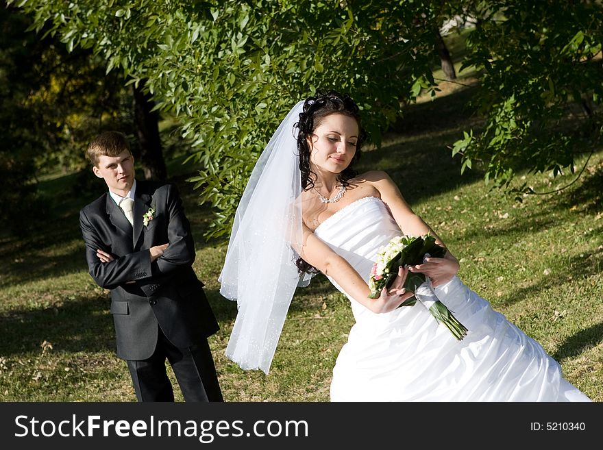 Newly-married Couple In The Park