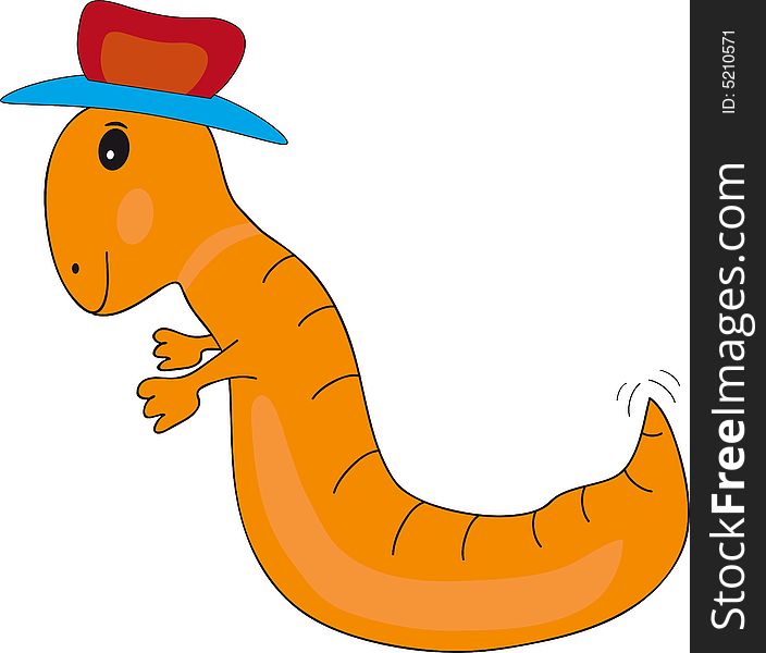 Vector illustration of a cute worm with a hat