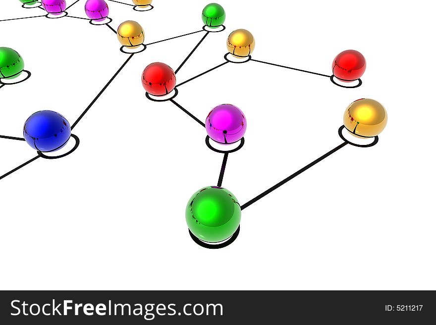 3d network connections isolated in white background