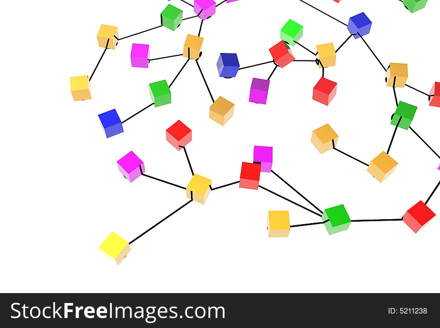 3d network connections isolated in white background