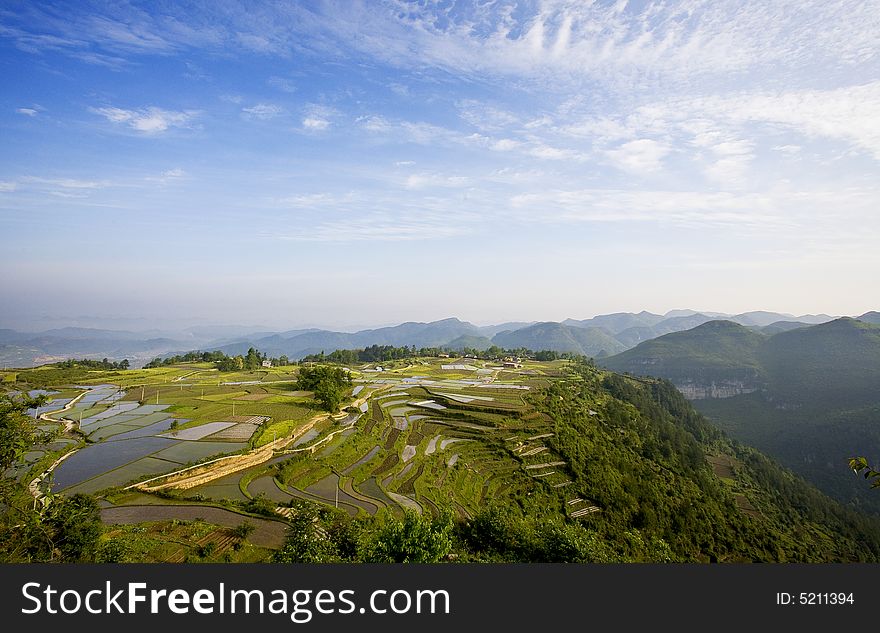 The village of Guizhou mountains is in the morning. The village of Guizhou mountains is in the morning.