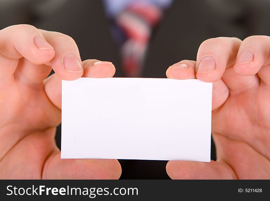 Business card in a hand
