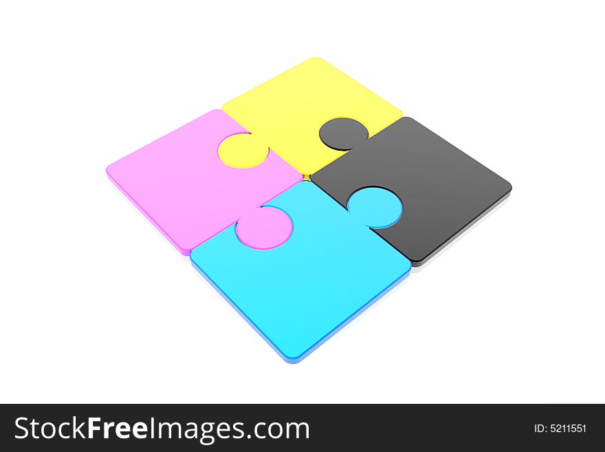 CMYK puzzle isolated in white background