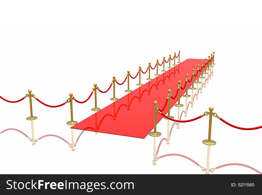 Red carpet isolated in white background