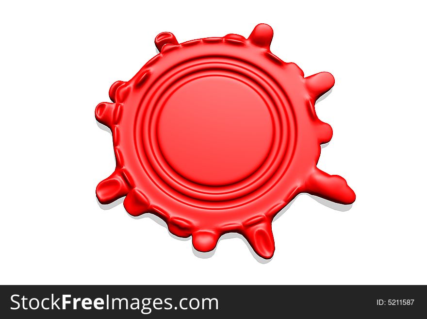 Wax seal with room for text isolated in white background