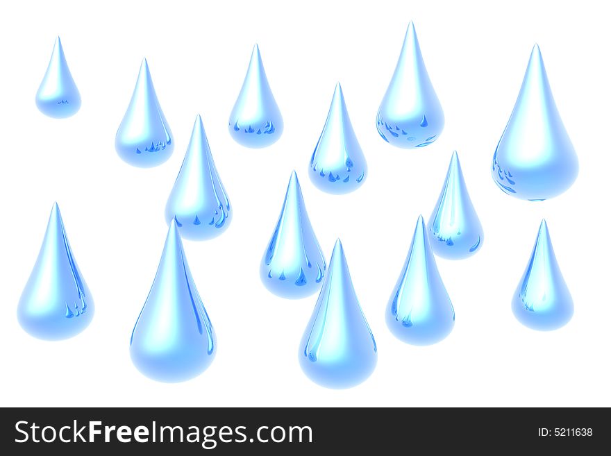 Water drops isolated in white background