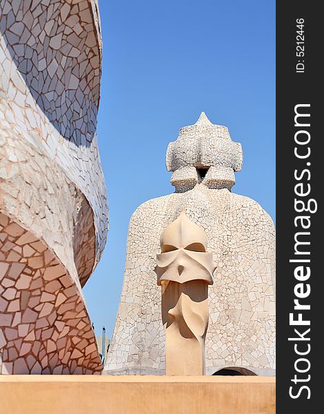 Abstract sculptures on the roof La Pedrera