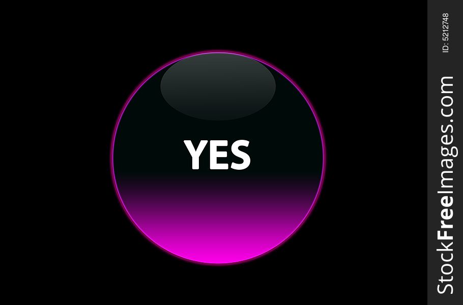 One pink neon button yes, black background. One pink neon button yes, black background