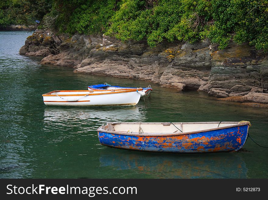 Old cog fishing boats on the sea