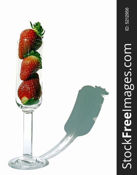 Strawberries Inside Of A Flute Glass