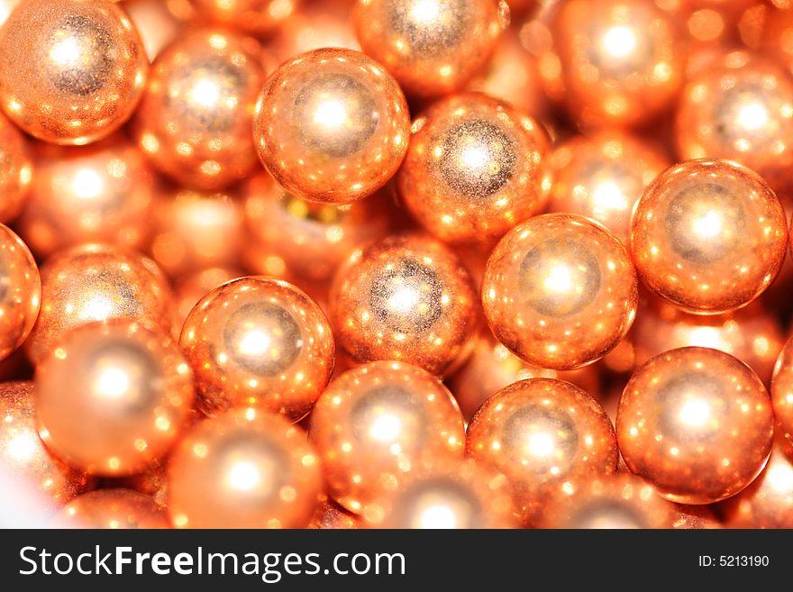 A lot of copper bullet balls for pneumatic gun. Clouse up.