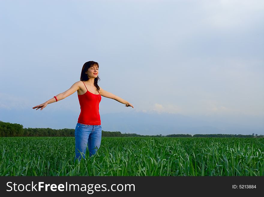 Young Woman In A Wheat Field