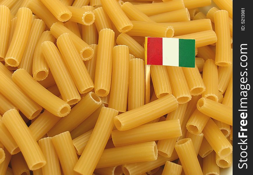 Italian pasta with italian flag. Italian pasta with italian flag.