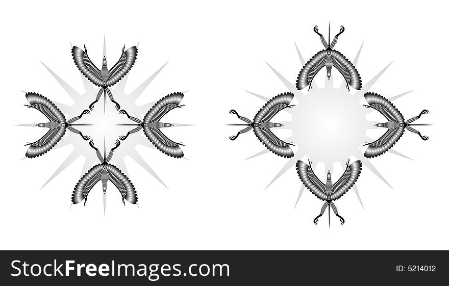 Design of two ancient bird formation-motif