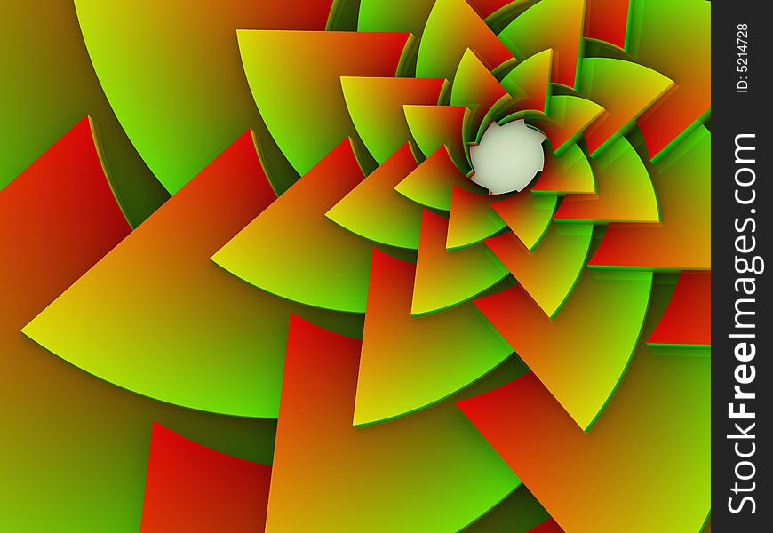 Red and green abstract spiraling background