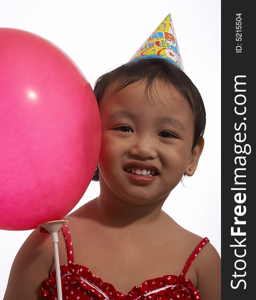 Toddler Girl With Party Hat