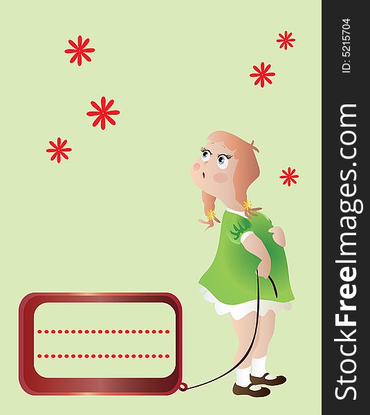 Green note book cover little girl