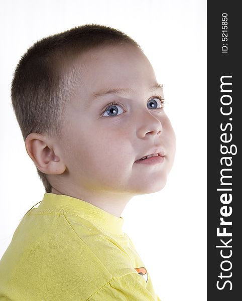 Portrait of the boy on a white background