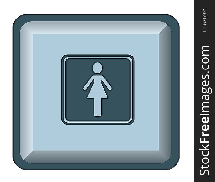 Blue web button with woman. Blue web button with woman