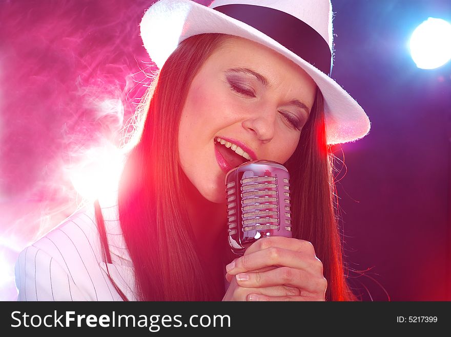 Retro Portrait In White Hat