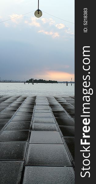 End of a Venice street directly into the lagoon