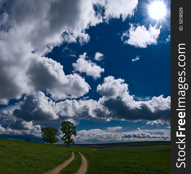 Road, Sky And Grass