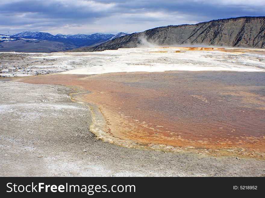 Landscape view of Hot Springs in Yellowstone National Park. Landscape view of Hot Springs in Yellowstone National Park