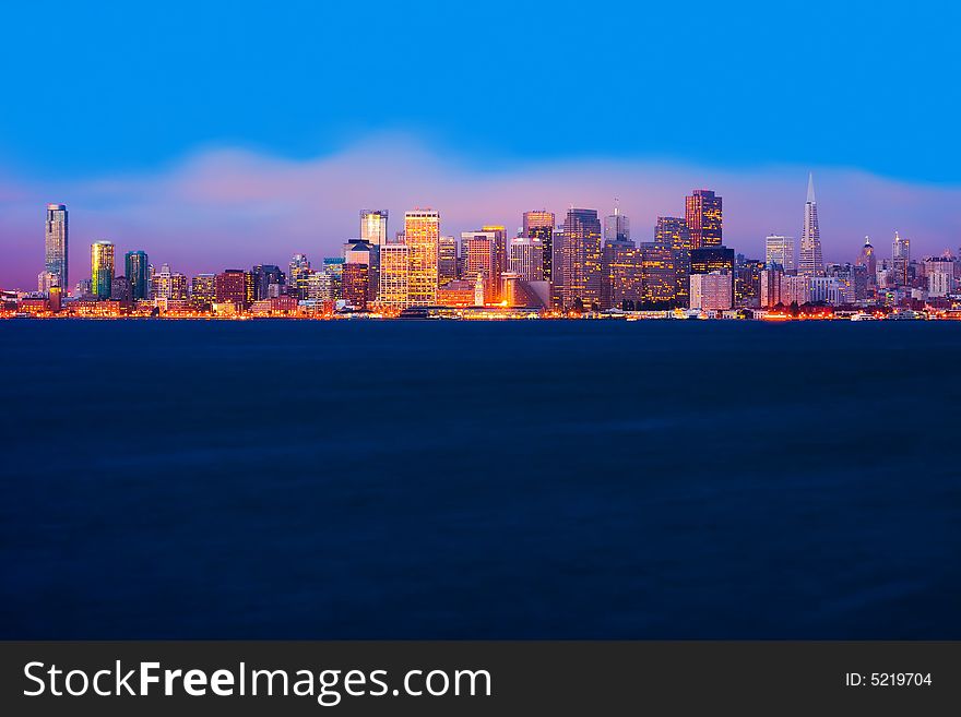 San Francisco skyline at night. San Francisco skyline at night