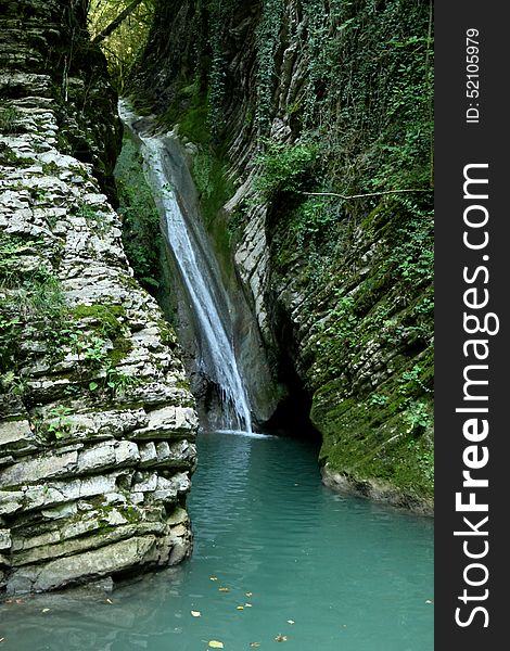 Waterfall Miracle Beauty. Lazarev District, Russia.