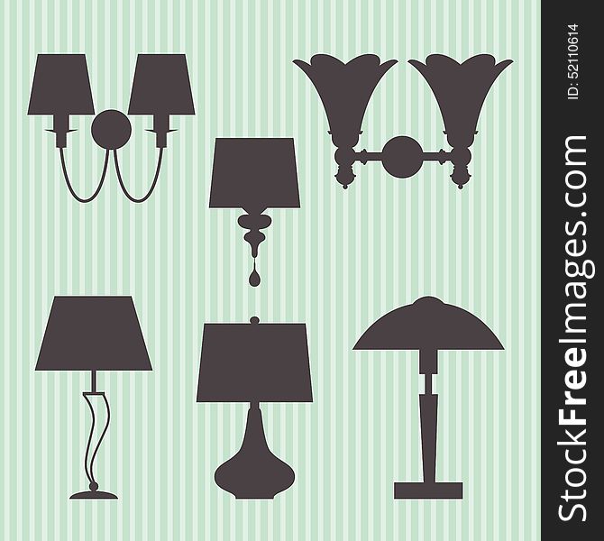 Set of silhouettes lamp and sconce