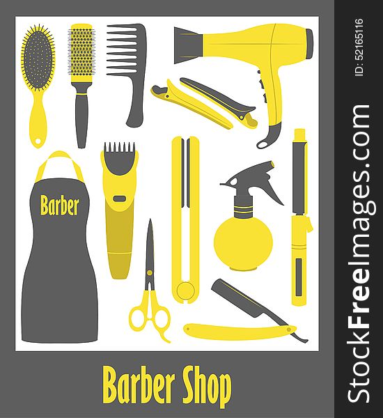 Barber Shop icons set