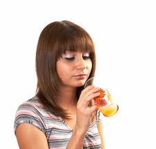 Girl Drinking Juice Stock Image