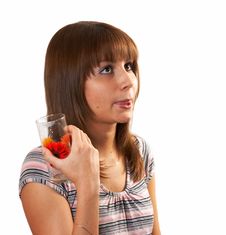 Girl Drinking Juice Stock Image