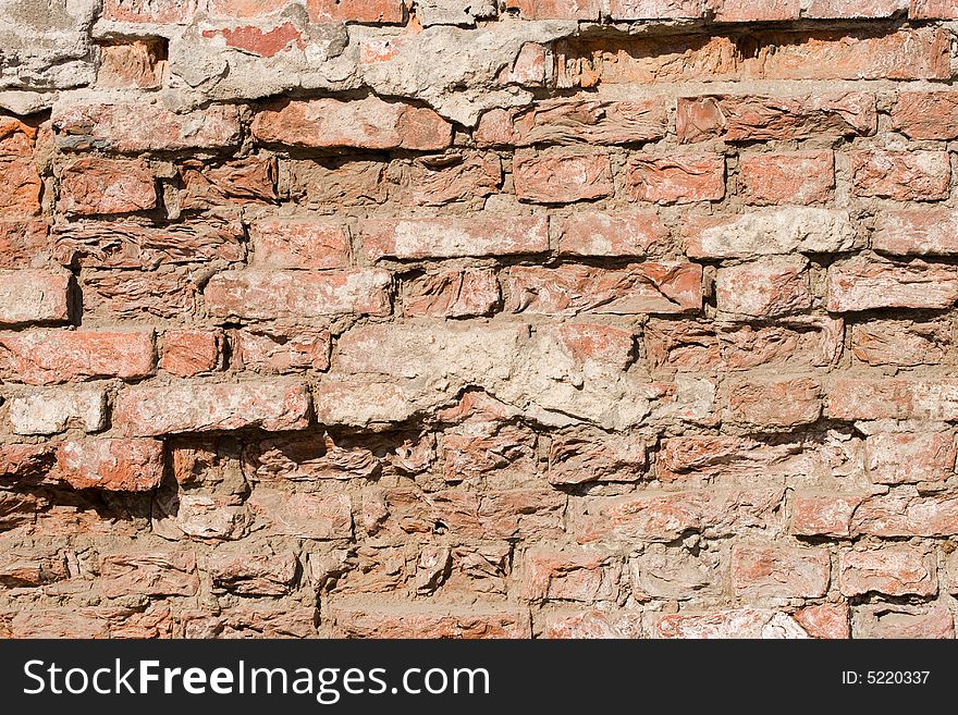 Old brick wall. Abstract texture. Close up.