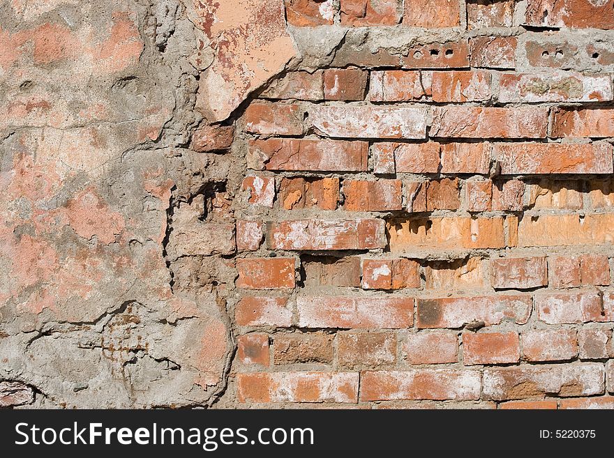 Old brick wall. Abstract texture. Close up.