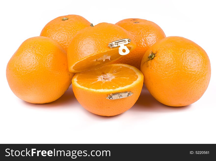 Casket from fresh orange isolated on a white background